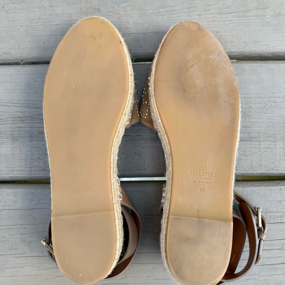 Valentino Garavani Brown Suede Peep Toe Ankle Strap Platform Espadrilles size 40 - Picture 13 of 13